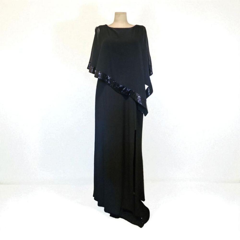 Vintage R&M Richards Elegant Black Evening Gown Plus Size 18